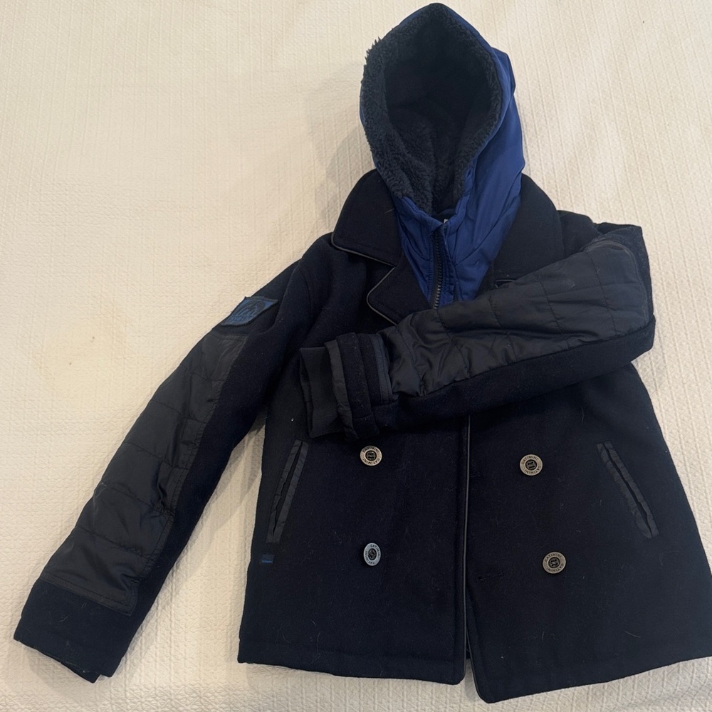 Catamini Kids Navy Blue Winter Peacoat with Hood Sz 8